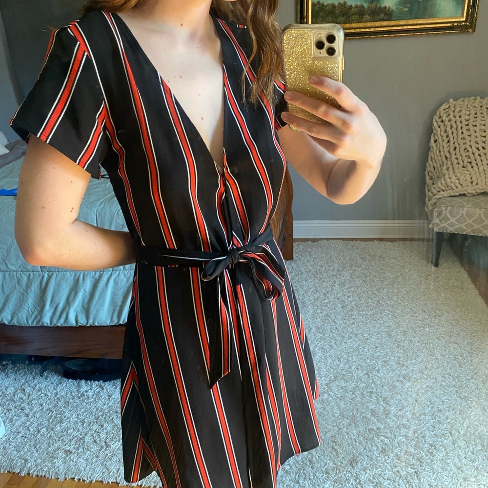 Striped Black & Orange Dress